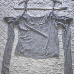 Cropped off the shoulder top with ruffles